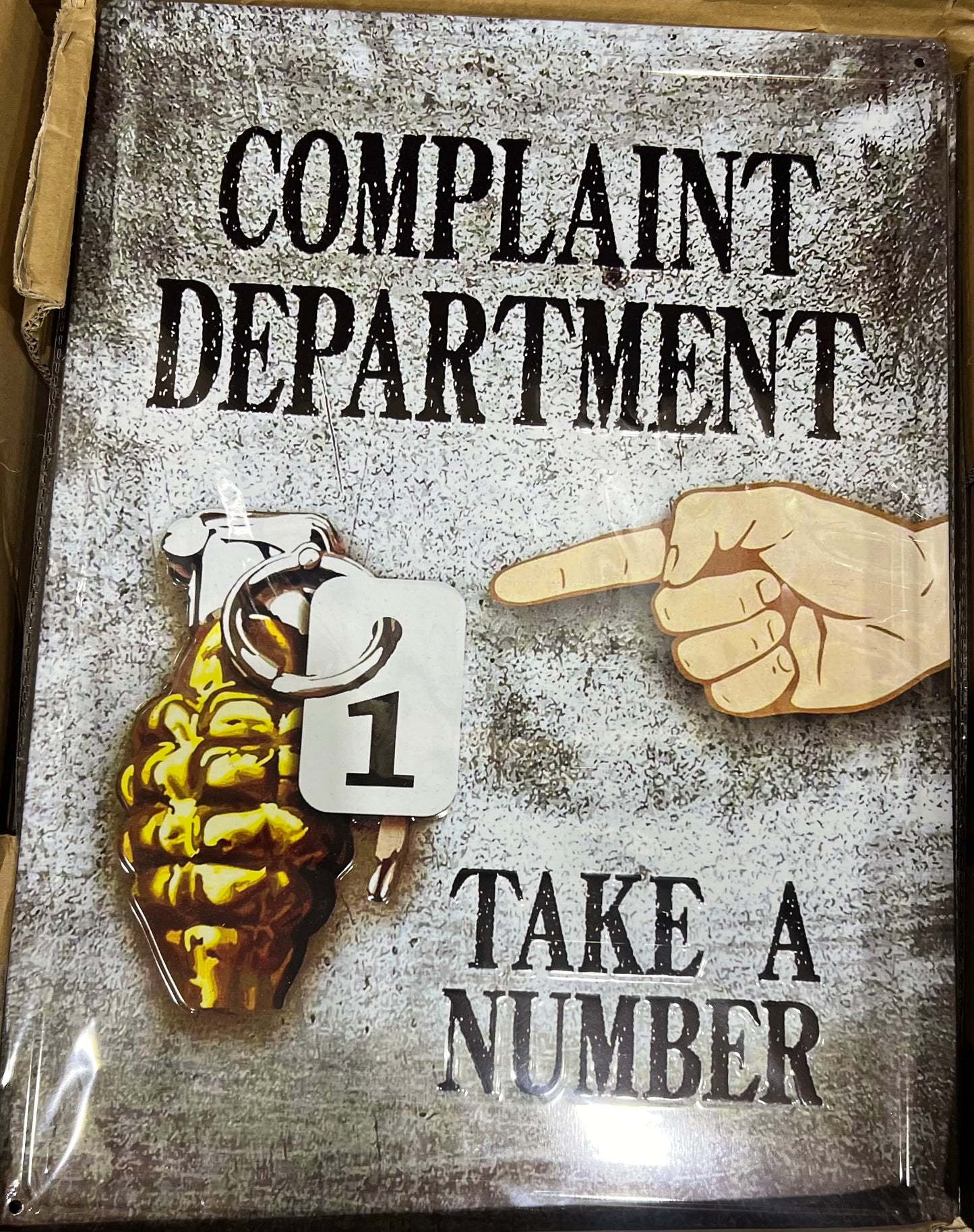 Vintage Tin Sign “Complaint Department “