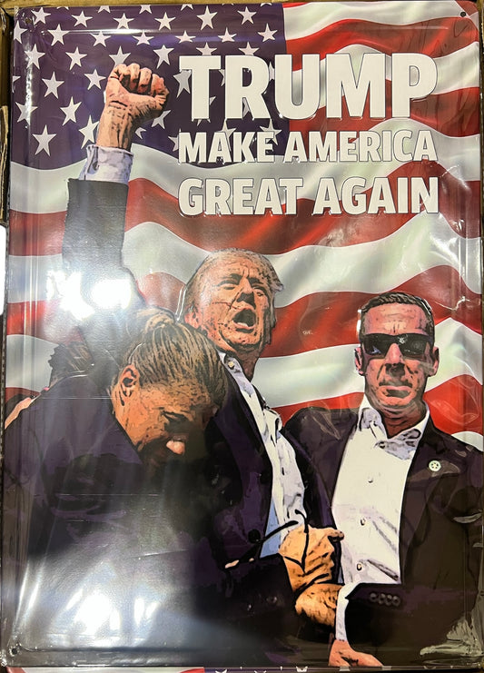 Vintage Tin Sign “Trump make America great”