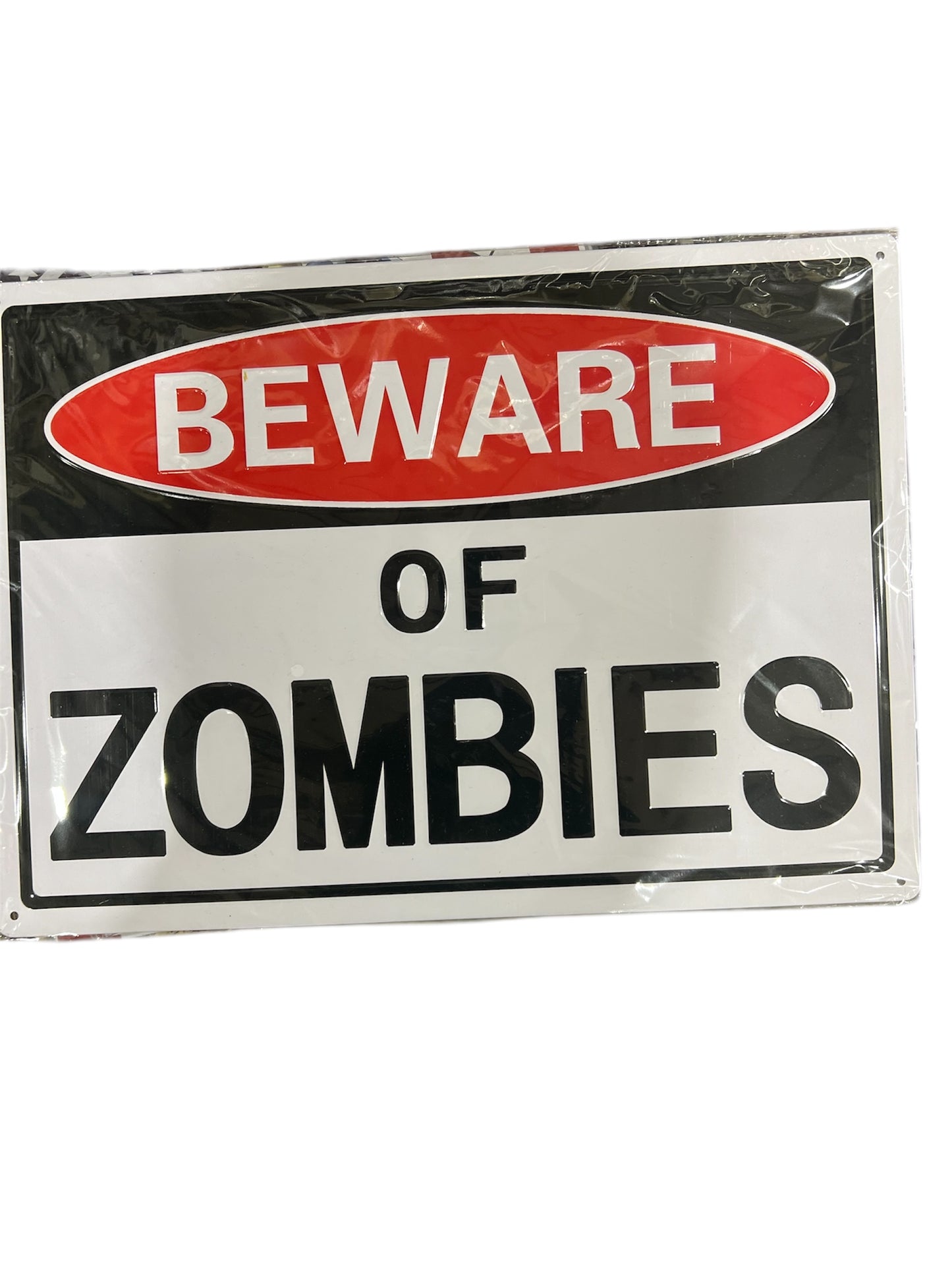 Vintage metal tin sign “Beware of zombie”